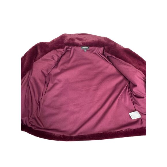 Express burgundy faux fur crop jacket size L - Picture 8 of 12